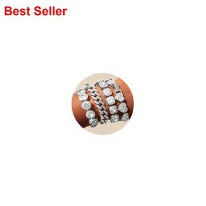 4PCS Gold Plated Zinc Link Bracelet Set with Crystal Rhinestones